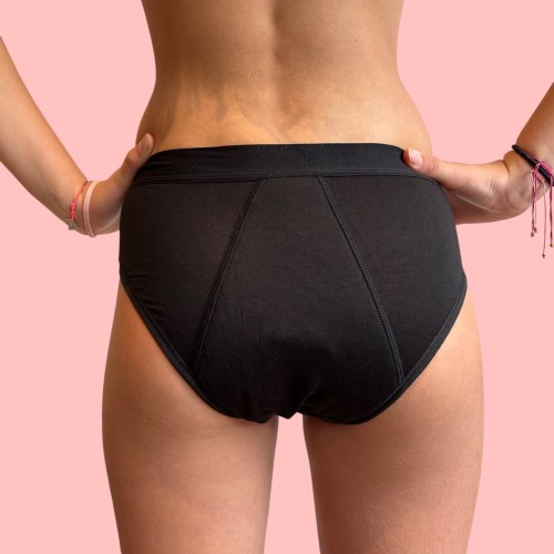 Culotte Menstruelle Camélia Noire – Flux Léger à Abondant | Descapucines