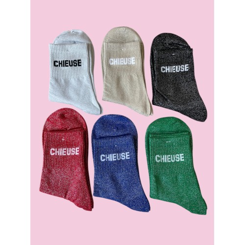 Chaussettes Brillantes "CHIEUSE" – Attitude & Confort | Descapucines