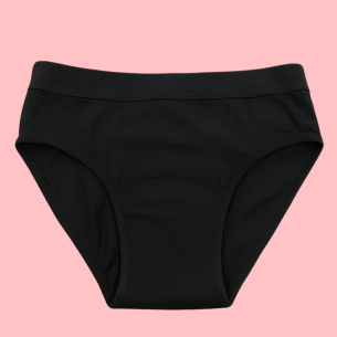 Culotte Menstruelle pour ado Camélia Noire – Flux Léger à Abondant | Descapucines