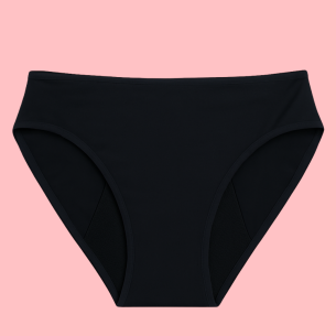 Culotte Menstruelle pour ado Marguerite Noire – Protection Flux Léger à Abondant | Descapucines
