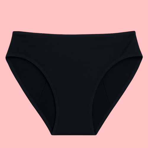 Culotte Menstruelle pour ado Marguerite Noire – Protection Flux Léger à Abondant | Descapucines