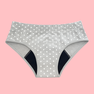 Culotte Menstruelle pour ado Fleur Pois Blanc – Protection Flux Léger à Abondant | Descapucines