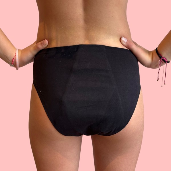 Culotte Menstruelle pour ado Marguerite Noire – Protection Flux Léger à Abondant | Descapucines