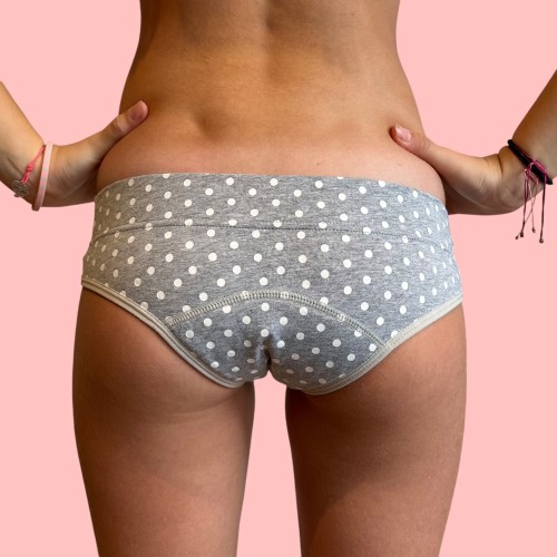 Culotte Menstruelle pour ado Fleur Pois Blanc – Protection Flux Léger à Abondant | Descapucines