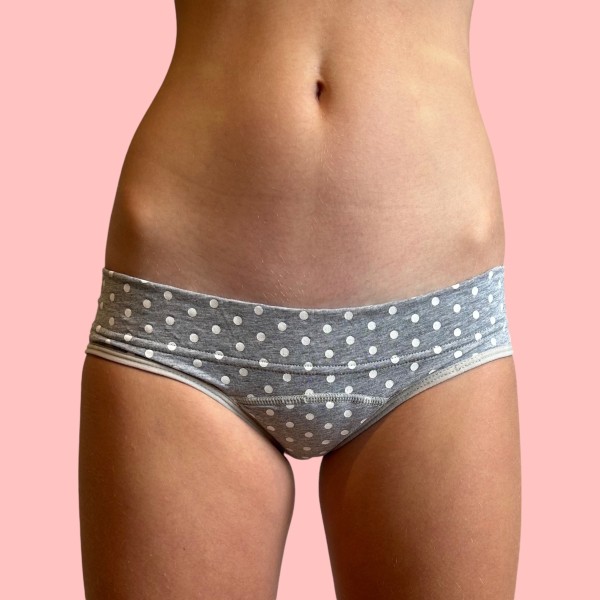 Culotte Menstruelle pour ado Fleur Pois Blanc – Protection Flux Léger à Abondant | Descapucines