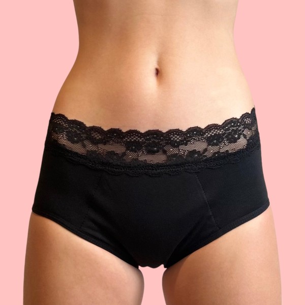 Culotte Menstruelle pour ado Victoire Brodée Dentelle – Protection Flux Léger à Abondant | Descapucines